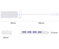 Orico PAPW4A-U3 USB Hub 4-port 4x USB-A 3.0 1 m - baltas