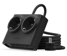 Orico PDC25 25W 6in1 maitinimo blokas 2x AC + 2x USB-A + 2x USB-C - Juodas