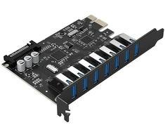 „Orico PVU3 PCI-E 7x USB 3.0“ išplėtimo plokštė staliniams kompiuteriams - Juodas