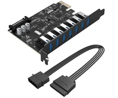 „Orico PVU3 PCI-E 7x USB 3.0“ išplėtimo plokštė staliniams kompiuteriams - Juodas
