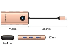 Orico PW11 6in1 USB-C Docking Station 3x USB-A 3.0 1x USB-C 3.0 1x USB-C PD 100W 1x HDMI 4K 30Hz - Rose Gold