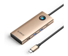 Orico PW11 8in1 USB-C Docking Station 2x USB-A 3.0 1x USB-A 2.0 1x USB-C 3.0 1x USB-C PD 100W 1x HDMI 4K 60Hz 1x VGA 1080P 60Hz 1x RJ45 Gigabit Ethernet - Rose Gold