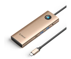 Orico PW11 9in1 USB-C Docking Station 2x USB-A 3.0 1x USB-C 3.0 1x USB-C PD 100 1x HDMI 4K 60Hz 1x Micro SD/SD 1x RJ45 2.5G Ethernet 1x Audio 3.5mm - Rose Gold