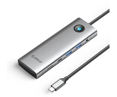 Orico PW11 9in1 USB-C Docking Station 2x USB-A 3.0 1x USB-C 3.0 1x USB-C PD 100 1x HDMI 4K 60Hz 1x Micro SD/SD 1x RJ45 2.5G Ethernet 1x Audio 3.5 mm - Gray