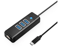 Orico PW3UR25-C3 USB Hub 4-Port 3x USB-A 3.0 1x RJ45 2.5G Ethernet 0.5m - Juodas