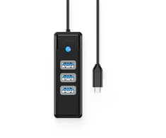 Orico PW3UR25-C3 USB Hub 4-Port 3x USB-A 3.0 1x RJ45 2.5G Ethernet 0.5m - Juodas