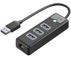 Orico PW3UR25-U3 USB Hub 4-Port 3x USB-A 3.0 1x RJ45 2.5G Ethernet 1.8m - Juodas