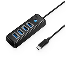 Orico PW4U-C3 USB Hub 4-port USB-A 3.0 1m - juodas