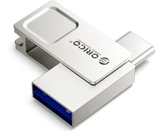 Orico U301 128GB USB-A USB-C USB 3.2 Gen 1 Pendrive - Sidabrinis