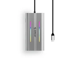 Orico XCR 12in1 RGB USB-C Docking Station 3x USB-A USB-C PD 100W HDMI 4K VGA RJ45 Gigabit SD and Micro SD Card Reader - Sidabrinis