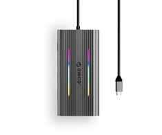 Orico XCR 12in1 RGB USB-C Docking Station 3x USB-A USB-C PD 100W HDMI 4K VGA RJ45 Gigabit SD and Micro SD Card Reader - Gray