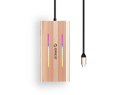 Orico XDR 12in1 RGB USB-C Docking Station 3x USB-A USB-C PD 100W HDMI 4K VGA RJ45 Gigabit SD and Micro SD Card Reader - Rose Gold