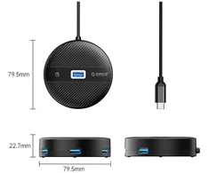 ORICO YS1-C2 4-port USB hub 1x USB-A 3.0 3x USB-A 2.0 0.3 m - juodas