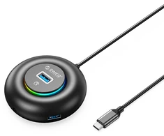 Orico YXR4-C3 RGB USB Hub 4-Port USB-A 3.0 with Audio/Microphone Port 0.3m - Juodas