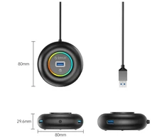 Orico YXR4-U3 RGB USB Hub 4-Port USB-A 3.0 with Audio/Microphone Port 1.8m - Juodas