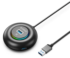 Orico YXR4-U3 RGB USB Hub 4-Port USB-A 3.0 with Audio/Microphone Port 1.8m - Juodas