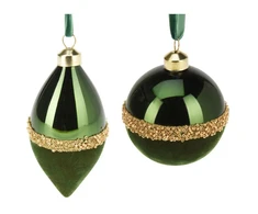 ORNAMENT GLASS 8CM Žalias VELVET