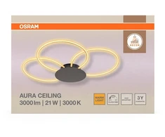 Lubinis šviestuvas Osram 21W LED paviršinis šviestuvas AURA, tamsiai pilkas, 3000K, dimeriuojamas
