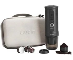 Outin Nano 7500 mAh nešiojamasis kavos virimo aparato rinkinys (pilkas) + apsauginis dėklas
