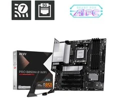 Pagrindinė plokštė MSI PRO B850M-P WIFI | Procesorių šeima AMD B850 | Procesoriaus lizdas AM5 | DDR5 | Palaikomos standžiojo disko sąsajos SATA, M.2 | SATA jungčių skaičius 4