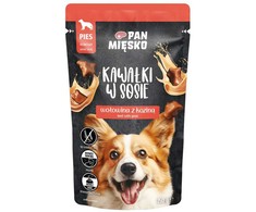 PAN MIĘSKO Gabaliukai padaže jautiena su ožka - šlapias šunų maistas - 150g