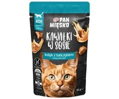 PAN MIĘSKO Gabaliukai padaže kalakutiena su tunu - šlapias kačių maistas - 85g