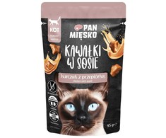 PAN MIĘSKO Gabaliukai padaže vištiena su putpele - šlapias kačių maistas - 85g