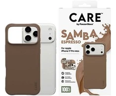 „Panzer Glass CARE by PanzerGlass“ madingas „Samba MagSafe“ dėklas, skirtas „iPhone 17 Pro Max“ – rudas