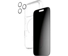 Panzer Glass „CARE by PanzerGlass“ flagmaninis „Privacy 3-in-1“ dėklas + privatumo stiklas + objektyvas, skirtas „iPhone 17 Pro“