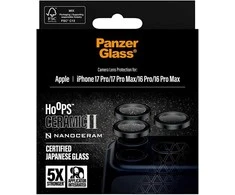 Panzer Glass PanzerGlass Hoops Ceramic II Camera Lens Glass for iPhone 17 Pro / 17 Pro Max / 16 Pro / 16 Pro Max - Juodas