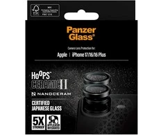 Panzer Glass „PanzerGlass Hoops Ceramic II“ grūdinto stiklo ekrano apsauga, skirta „iPhone 16 / 16 Plus / 17“