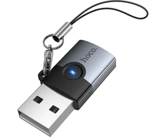 Adapteris OTG USB A to USB C Hoco UA46B pilka