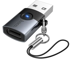 Adapteris OTG USB A į USB C Hoco UA46B pilkas