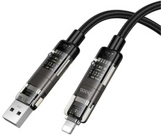 Cable 4in1 USB A/C to USB C/Lightning Hoco 240W 1,2 m U151 juodas