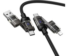 Cable 4in1 USB A/C to USB C/Lightning Hoco 240W 1,2 m U151 juodas