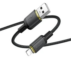 Cable USB A to Lightning Hoco 2,4A 1 m X128 Benefit juodas