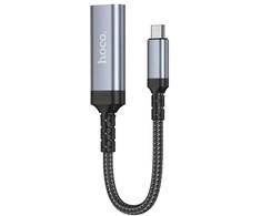 Cable USB C to HDTV conversion cable Hoco 4K 30Hz 0,2 m UA43A metal pilka