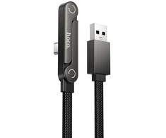 Cable with bracket USB A to USB C 3A Hoco 1,2 m U150 Exquisite juodas
