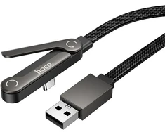 Cable with bracket USB A to USB C 3A Hoco 1,2 m U150 Exquisite juodas