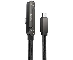 Cable with bracket USB C to USB C PD 60W Hoco 1,2 m U150 Exquisite juodas
