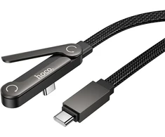 Cable with bracket USB C to USB C PD 60W Hoco 1,2 m U150 Exquisite juodas