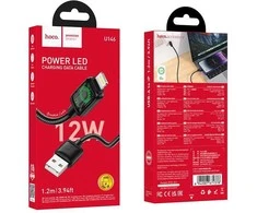 Laidas su LCD ekranu USB A į Lightning Hoco 2,4A 1,2 m U146 juodas