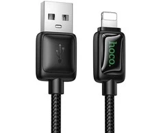 Laidas su LCD ekranu USB A į Lightning Hoco 2,4A 1,2 m U146 juodas
