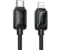 Cable with LCD USB C to Lightning Hoco PD 30W 1,2 m U146 juodas
