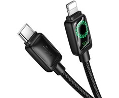 Cable with LCD USB C to USB C Hoco 3A 60W 1,2 m U146 juodas