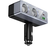 Car charger Hoco 1xUSB A + 1xUSB C+2x cigarette lighter jungtys PD QC3.0 max 240W/24V Z65B juodas