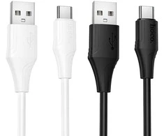 Silicone Cable USB A to USB C Hoco 3A 1 m X124 baltas