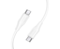 Silicone Cable USB C to USB C Hoco 3A 60W 1 m X124 baltas