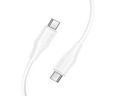Silicone Cable USB C to USB C Hoco 3A 60W 1 m X124 baltas