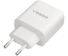 Telefono įkroviklis VEGER USB A + Typ C PD QC3.0 3,25A 65W + laidas USB C į USB C TR67 baltas
